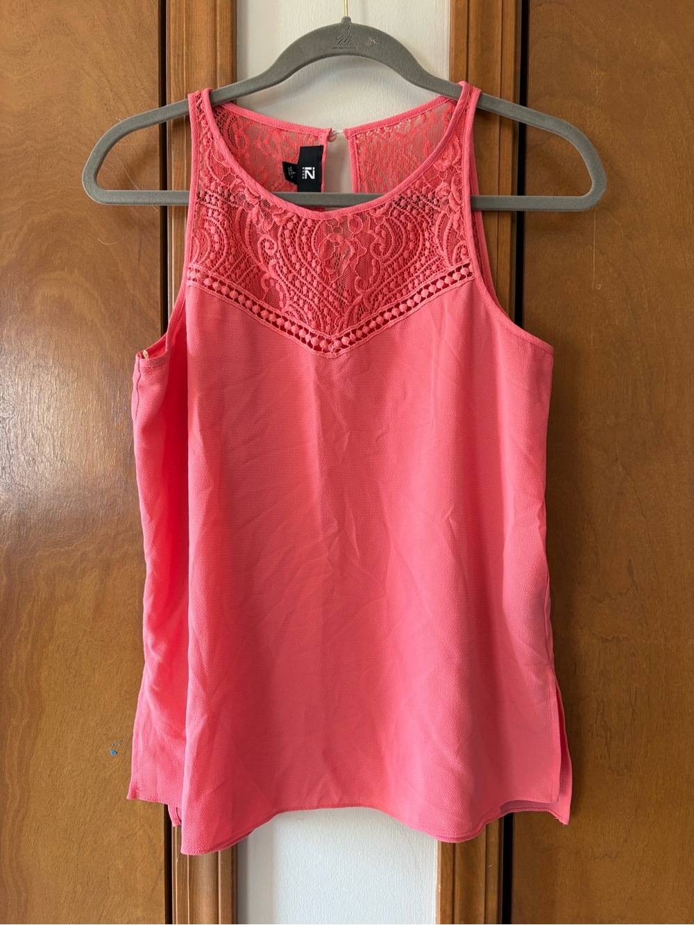 Iz Byer Coral Lace Yoke Camisole